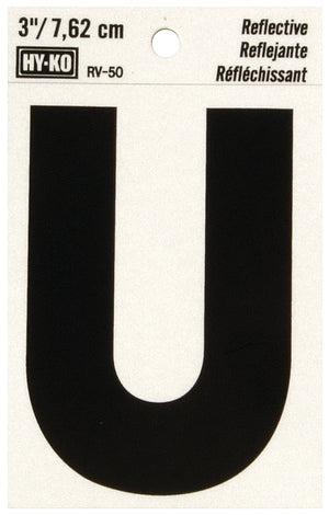 LETTER HOUSE U 3IN REFL BLK-25325