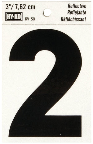 NUMBER HOUSE 2 3IN REFL BLK-25325
