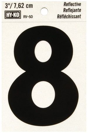 NUMBER HOUSE 8 3IN REFL BLK-25325