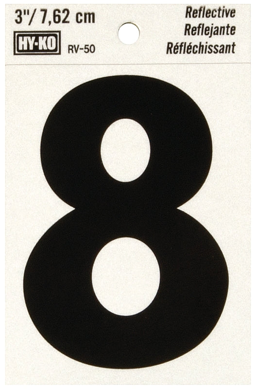 NUMBER HOUSE 8 3IN REFL BLK-25325