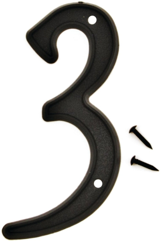 NUMBER HOUSE 3 PLASTIC 4IN BLK-25325