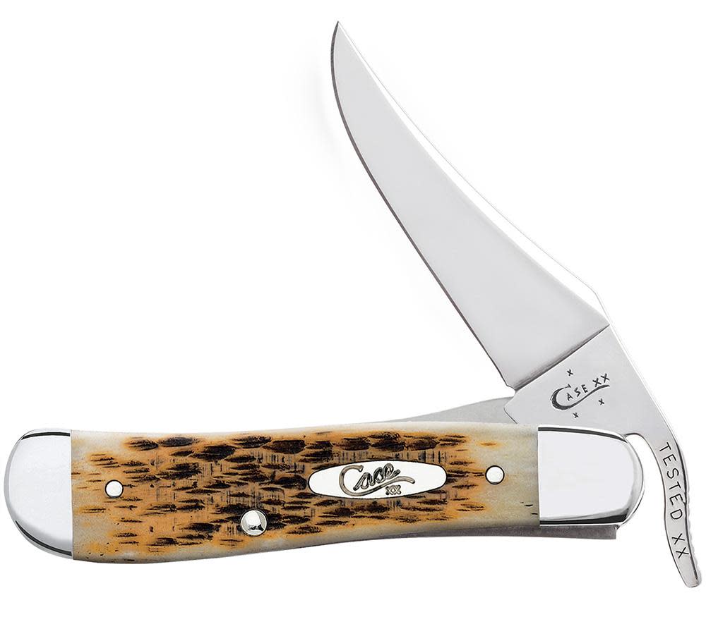 00260 (1) AMBER BONE PEACH SEED JIG RUSSLOCK, SS