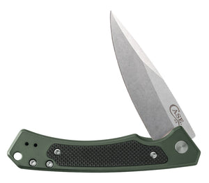 25883 (1) GRN ANODIZED ALUMINUM G-10 MARILLA, POCKET CLIP S35VN
